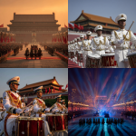 AI生成9月3日天安门举行盛大阅兵，牛马加班DJ音乐，节奏气氛音乐风格的图片的案例